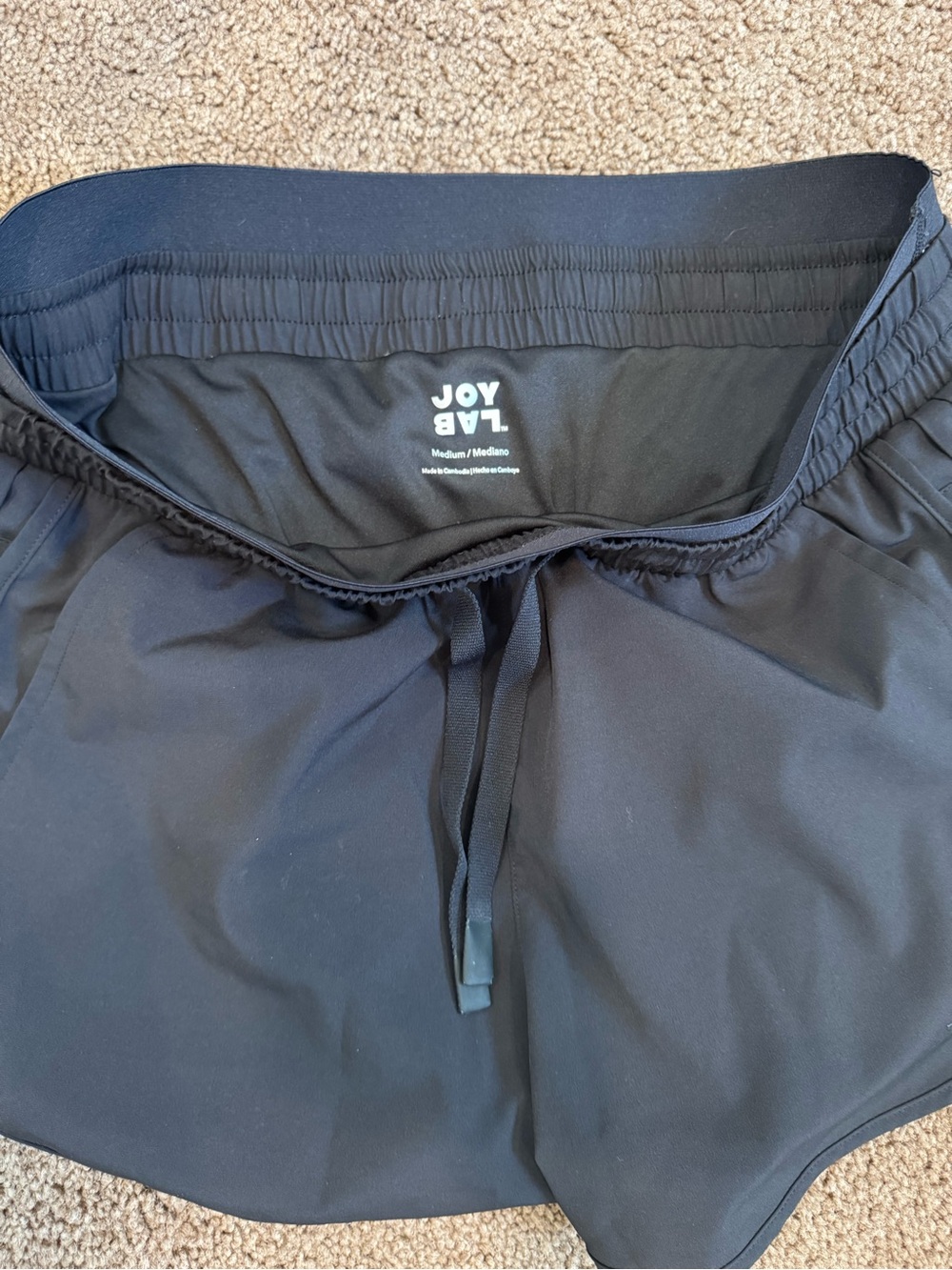 Black JOY LAB Women's Athletic Shorts with Drawstring Waist and Pleated Sides - Picture 4 of 4